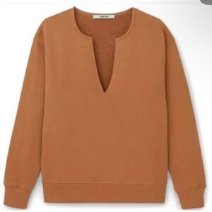 NEW Thakoon XL Deep V Sweatshirt Camel Long Sleeve Crew